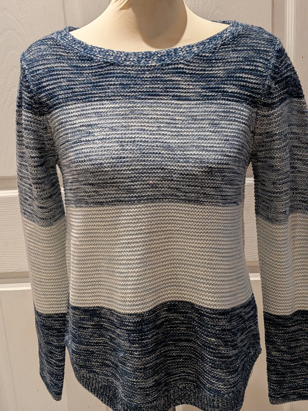 cleo Navy and White Striped Crewneck Sweater - Picture 2 of 6
